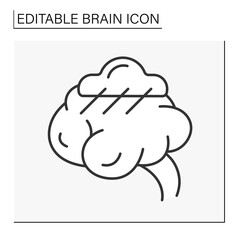  Brain line icon.Idea.Bad mood, Storm inside head. Neurology. Brainstorming concept. Isolated vector illustration. Editable stroke