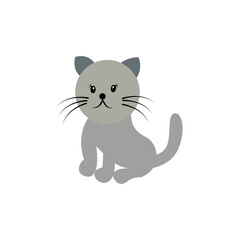 Gray cat. Vector illustration isolated on white background.