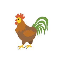 Rooster. Vector illustration isolated on white background.