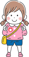 制服を着た、幼稚園児の女の子のイラスト
