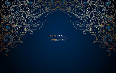 Vintage luxury frame in oriental style. Element for the design of cards, invitations, celebrations, ceremonies, flyers.