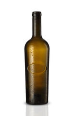 empty brown wine bottle with drops