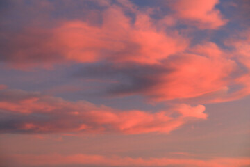Pink Clouds and lovely sky at Sunset in Spain