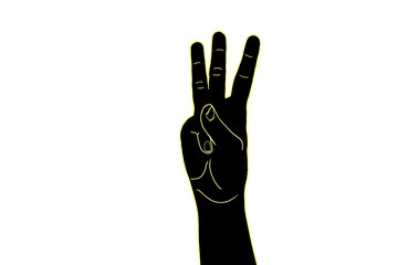 finger count of number 3 - three two 1, 3 to 1 and 1 to 3, number three symbol