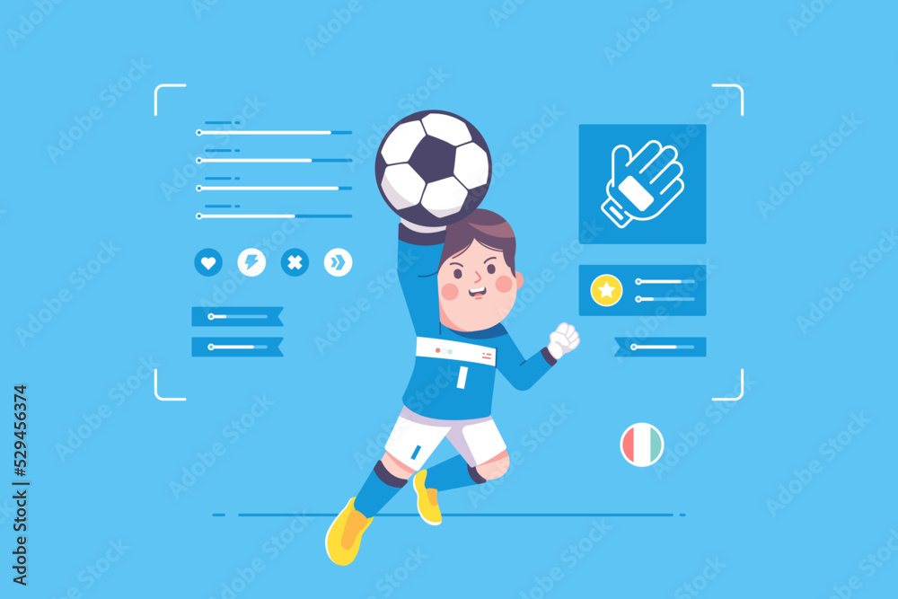 Poster italian football player cute character design