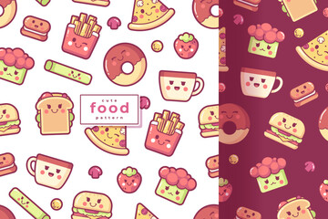 hand drawn cute food pattern collection
