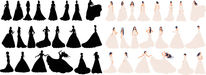 Fototapeta bride collection in flat style isolated, vector obraz