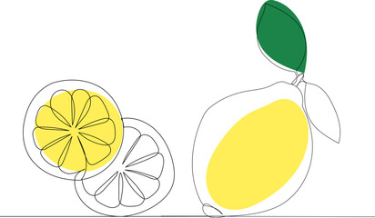 lemons one continuous line drawing, vector