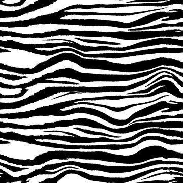 Abstract Hand Drawing Seamless Horizontal Zebra Tiger Stripes Vector Pattern © Didem
