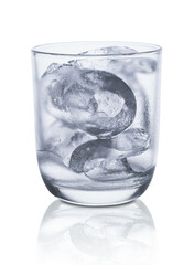 Glass of ice and water isolated on white background with clipping path.
