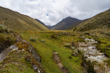 Dead valley of the national park sierra de la Culata at an altitude of 2,500 meters above sea level with a drinkable stream in Venezuela