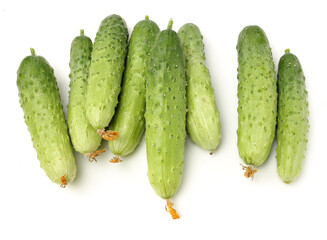 Green cucumber on the white background