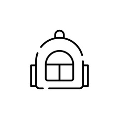 Backpack, School, Rucksack, Knapsack Dotted Line Icon Vector Illustration Logo Template. Suitable For Many Purposes.