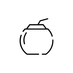 Coconut Drink, Juice Dotted Line Icon Vector Illustration Logo Template. Suitable For Many Purposes.