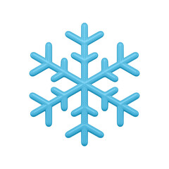 Blue festive realistic snowflake. Christmas crystal figure with tracery rays ornament