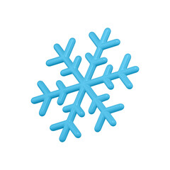 Geometric blue realistic snowflake. Christmas decoration with rays ornament