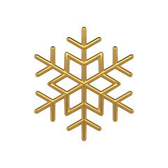 Gold inwrought snowflake. Christmas abstract crystal for an elite interior