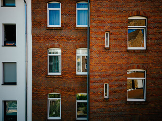 windows on a brick wall
