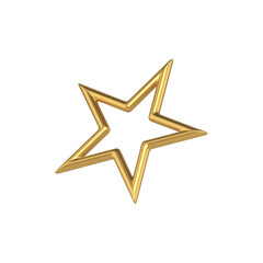 Minimalistic ?hristmas gold 3d star. Glowing precious symbol of holidays