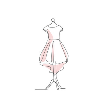 Vector illustration of a dress on a mannequin in line art style