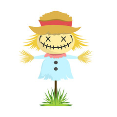 Scarecrow  in Halloween day ,for content online or banner for your website and template, Simple cartoon flat style , illustration 