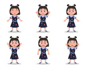 A set of children's emotions, a set of girls. Vector illustration