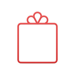 Christmas ornament frame. Red abstract square of new year from expensive metal