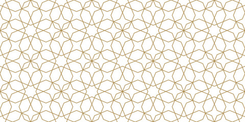 Seamless gold oriental pattern. Islamic background. Arabic linear texture. Vector illustration. - 529461580