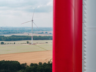 wind turbine in the field - close up of a blade