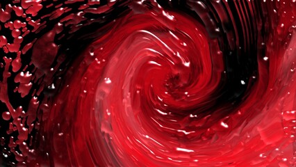 Abstract colorful frosted glass background with splash rain drops. Colorful red bloody swirl liquid background 