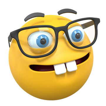 3d render icon nerd eyeglasses emoji
