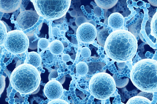 Illustration of blue bacteria cells
