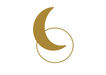 Obraz premium Golden Moon and Circle Outlined