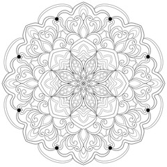 Colouring page, hand drawn, vector. Mandala 88, ethnic, swirl pattern, object isolated on white background.