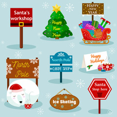 Christmas and New Year holiday Icons and attributes vector image design set for you illustration, design, postcards, labels, stickers and other creative needs
