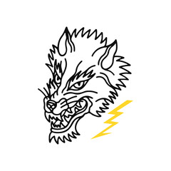 spooky wolf head illustration vector