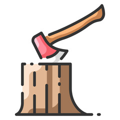 axe and log line color icon