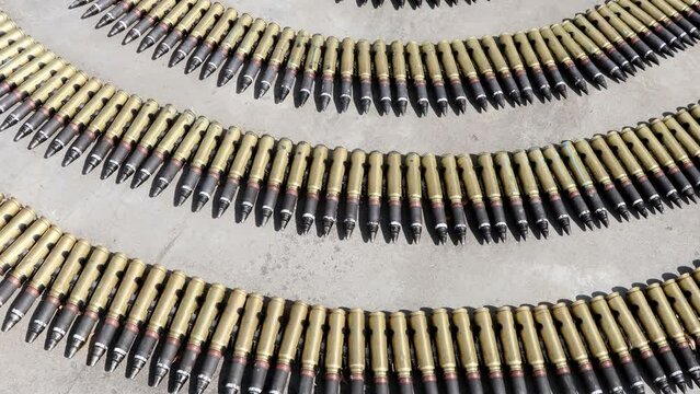 large-caliber cartridges of 30 caliber in belts for automatic guns