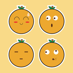 Orange cartoon. Cute fruit character