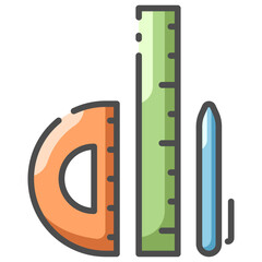 school supplies line color icon