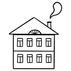 Hand drawn cute house. Doodle sketch style home. House building with window, roof. Vector illustration for home icon.