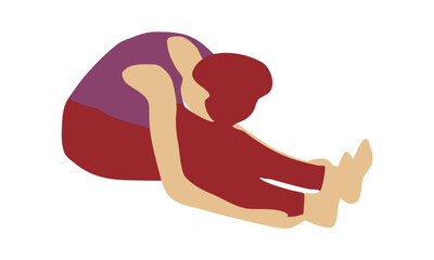 Yin yoga pose. Female yoga vector illustration. Healthy lifestyle.