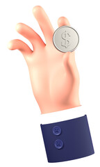 3d render icon hand holding golden dollar coin