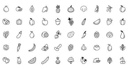 vegetables icon set, fruit & vegetables icon pack, handdrawn icon