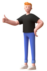 3d render icon man thumb up