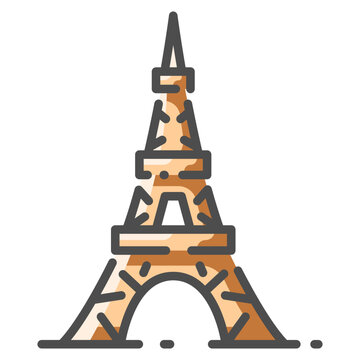 Eiffel Tower Line Color Icon