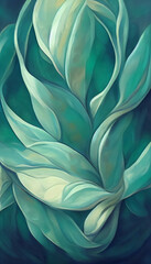 painted abstract background with leaves