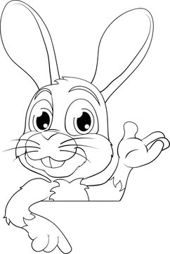 recommend clip art: Easter Bunny Rabbit Cartoon Character Peeking Sign