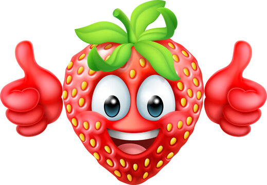 Strawberry Cartoon Emoticon Emoji Mascot Icon