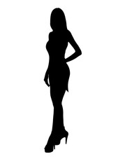 image drawing silhouette woman standing with white background